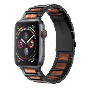 Apple Watch wood band - Black Stainless Steel - 38mm | 40mm | 41mm | 42mm (Series 10)