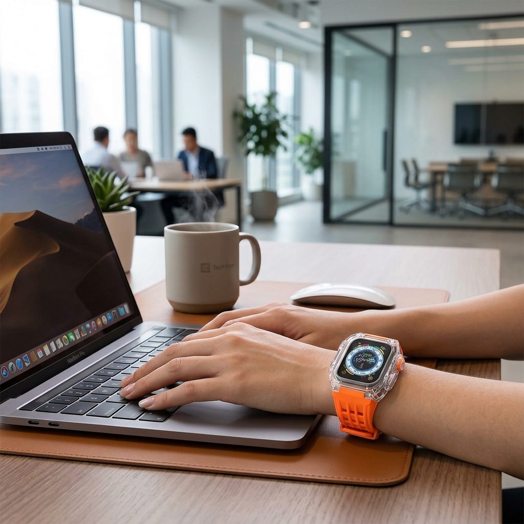 Silicone watch band secure fit Silicone, stainless steel smartwatch accessory